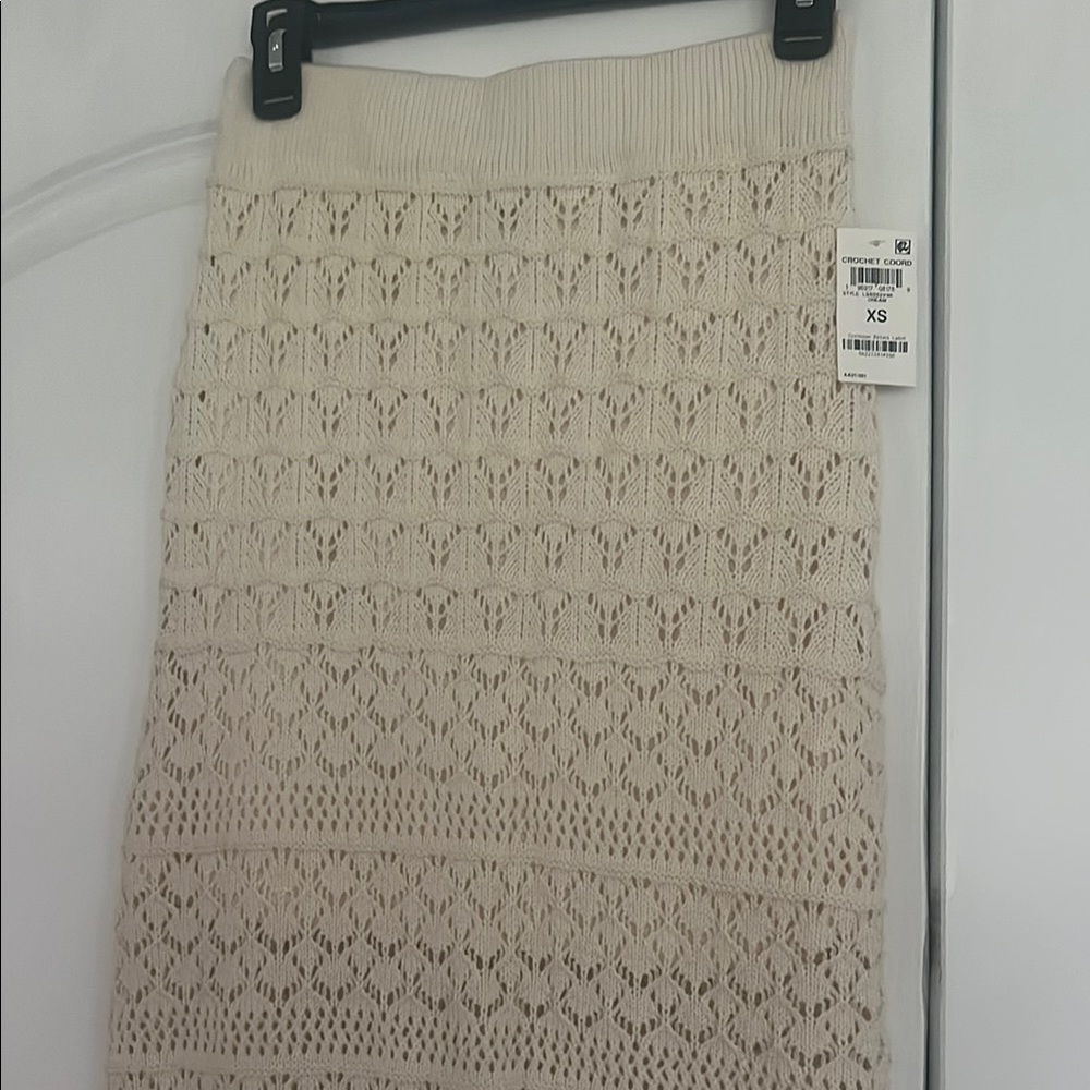 Crochet Knit Cream Midi Skirt - Size XS